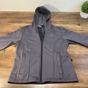 Harley Davidson grey full zip hoodie sweat shirt. Size Small. Snap pockets